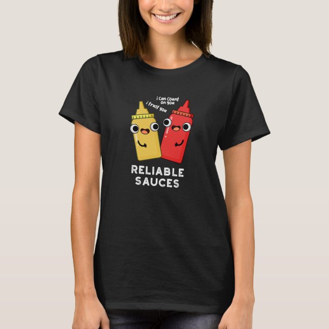 T-shirt Sauces fiables Funny Food Pun Dark BG (Devant)