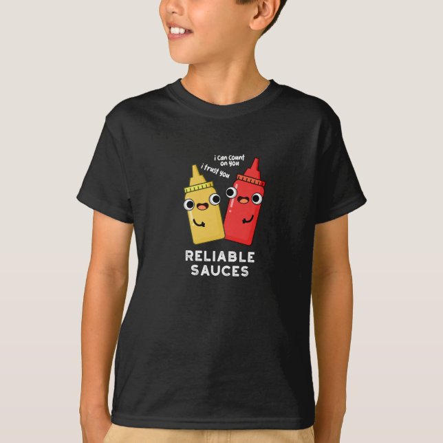T-shirt Sauces fiables Funny Food Pun Dark BG (Devant)