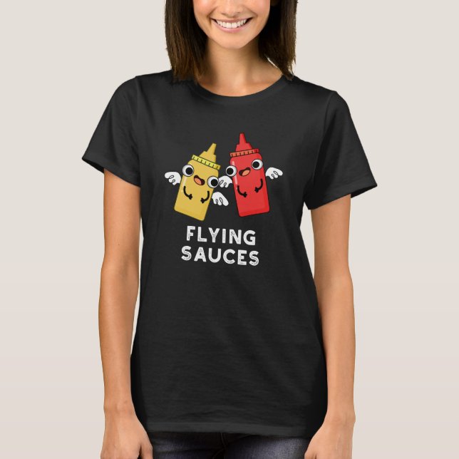 T-shirt Sauces volantes amusantes à manger Pun Dark BG (Devant)