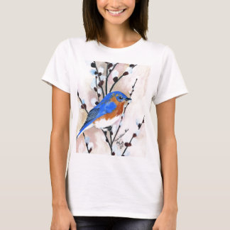 T-shirt Saule d'oiseau bleu et de chat