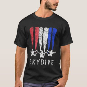 T-shirt Saut en parachute Rouge Blanc Bleu Fête du 4 juill