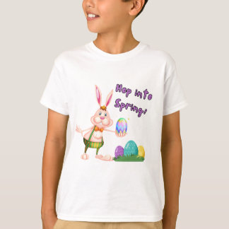 T-shirt Sauter au printemps Lapin de Pâques et Oeufs color