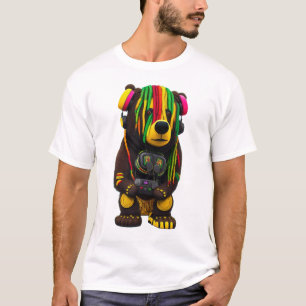 T-shirt Sauter la jungle Un ours rasta avec des casques