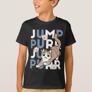 T-shirt Sauter Purr Jump : Conception de chat joueuse avec