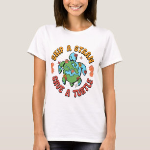 T-shirt Sauter une paille, sauver une tortue