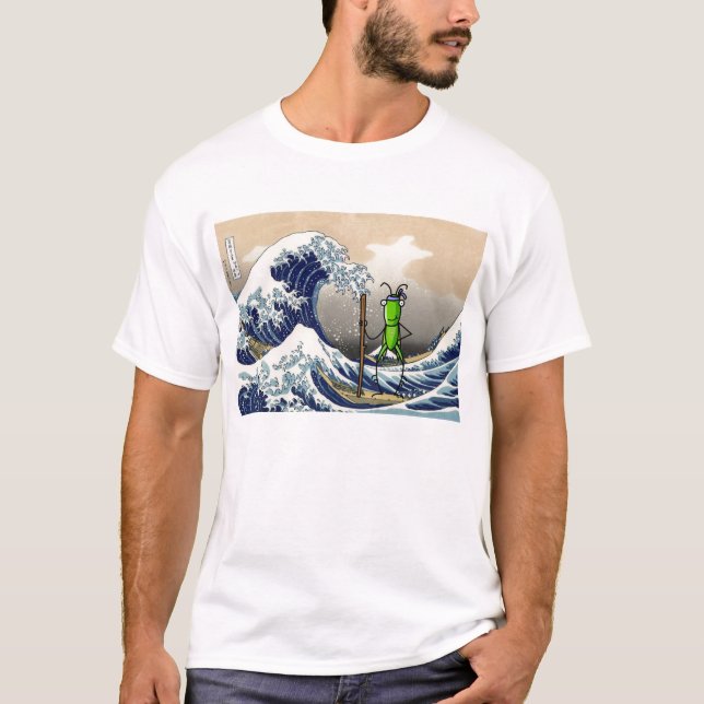 T-shirt Sauterelle de la patience sur un bateau (Devant)
