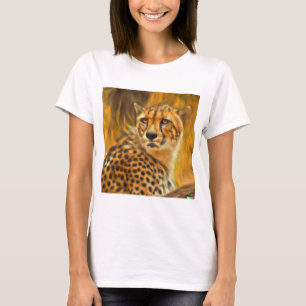 T-shirt Sauvage et Majestic : Peinture à l'huile Cheetah A