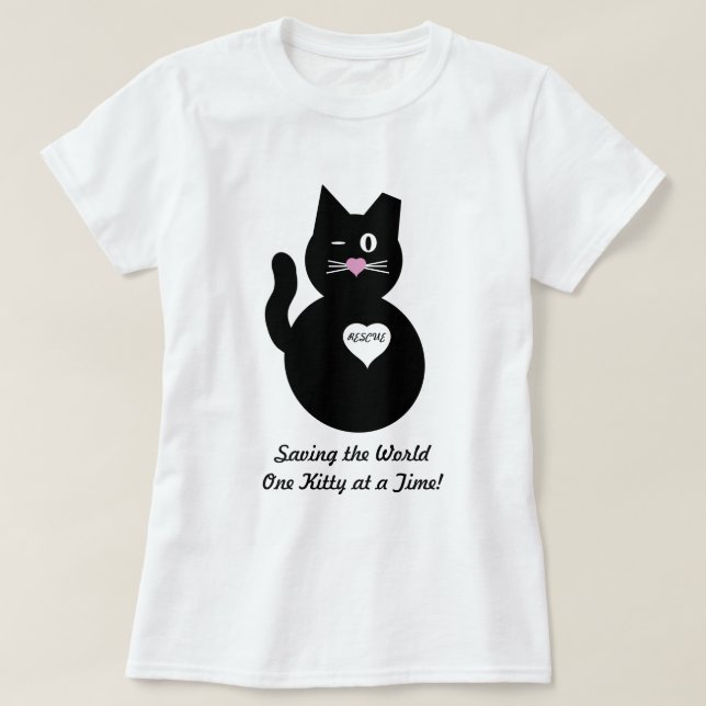 T-shirt Sauvant le monde, un Kitty à la fois (Design devant)