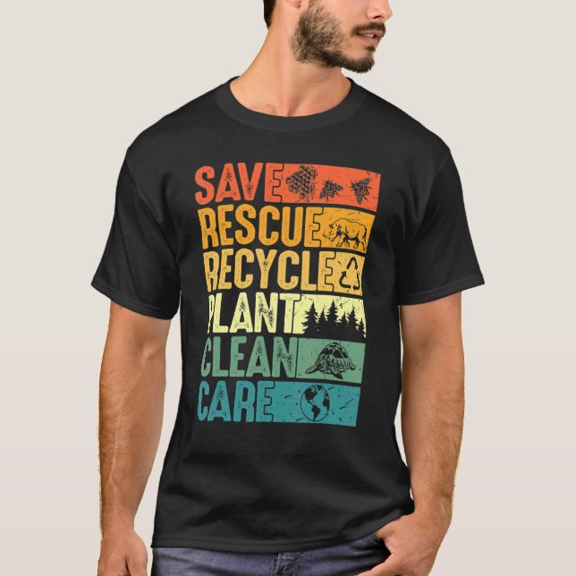 T-shirt Sauver les abeilles Secourir les animaux Plantes A (Devant)