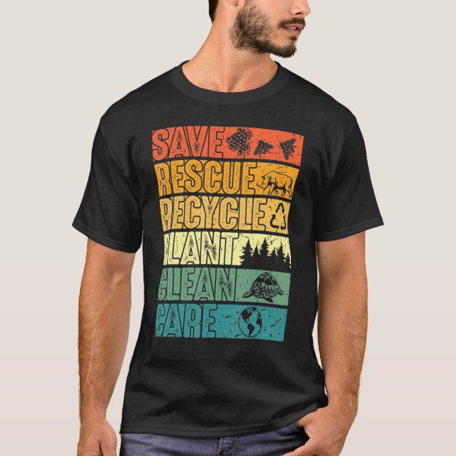 T-shirt Sauver les abeilles Secourir les animaux Plantes A (Devant)