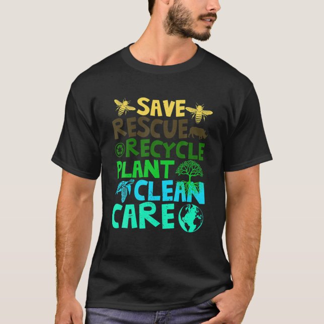 T-shirt Sauver les abeilles Secourir les animaux Recycler  (Devant)