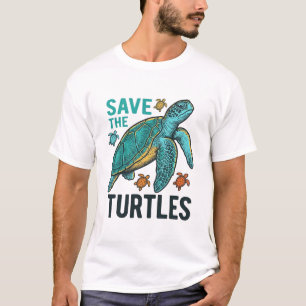 T-shirt Sauver les tortues conception de vecteur de tortue