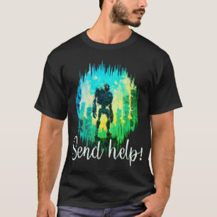 T-shirt Sauvetage de Robot : Rouge et Bleu Mech en Détress