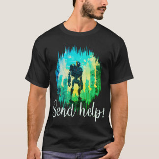 T-shirt Sauvetage de Robot : Rouge et Bleu Mech en Détress
