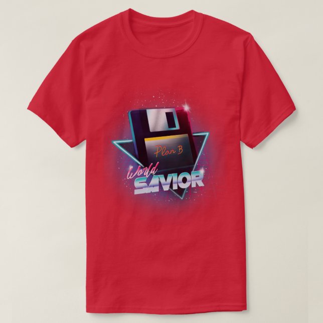 T-shirt Sauveur du monde des années 80 Vague Rétro Ordinat (Design devant)