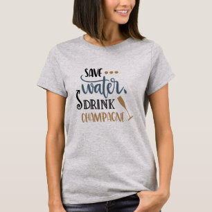 T-shirt Sauvez la pièce en t de Champagne de boissons de
