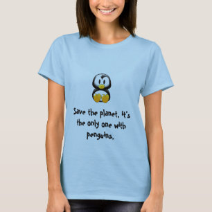 T-shirt sauvez la pièce en t de pingouin de planète