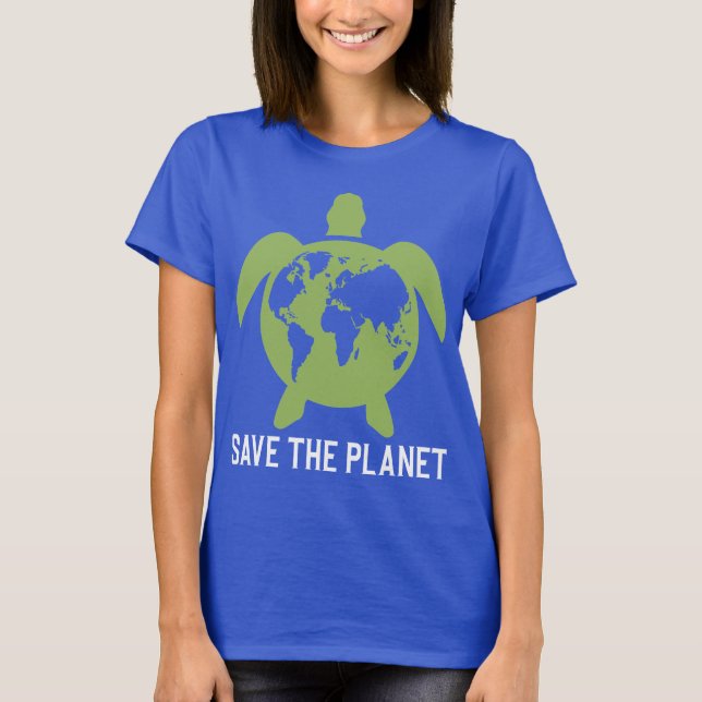 T-shirt Sauvez la silhouette de la tortue planétaire (Devant)
