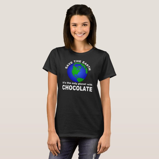 T-shirt Sauvez la Terre, pour le chocolat (Devant entier)