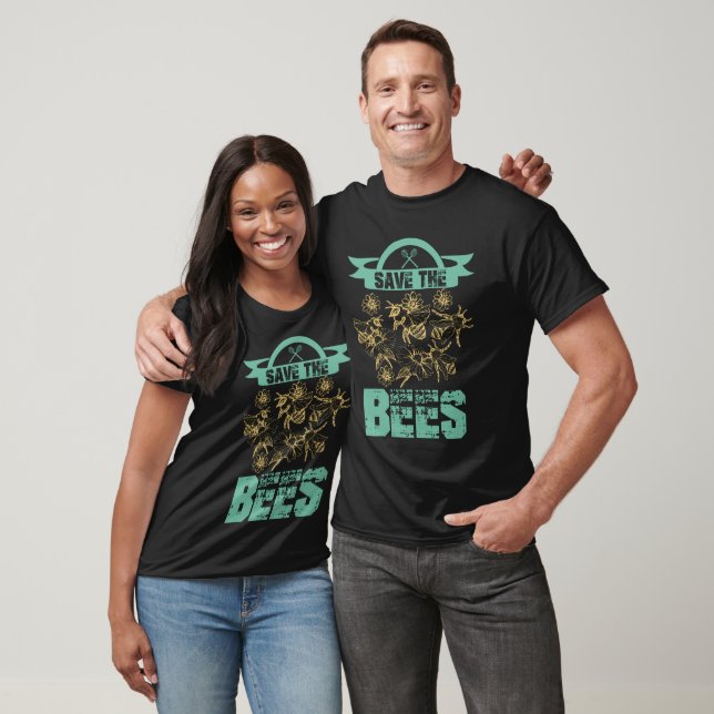 T-shirt Sauvez Le Graphique Floral Des Abeilles (Unisexe)
