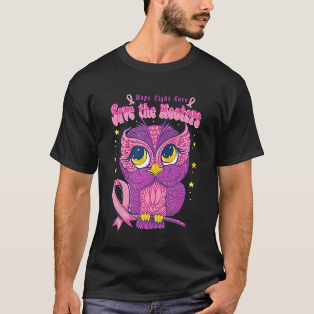 T-shirt Sauvez les hiboux Chouettes Ruban rose Cancer du s (Devant)