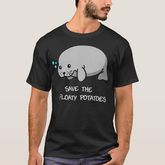 T-shirt Sauvez Les Pommes De Terre Flottantes Manatee Anim (Devant)