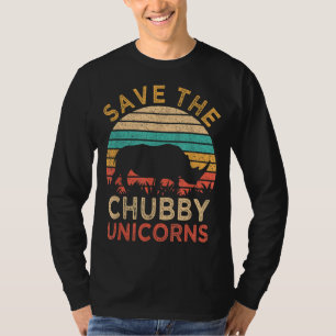 T-shirt Sauvez Les Unicornes Chubby Vintage Funny Rhino An