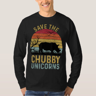 T-shirt Sauvez Les Unicornes Chubby Vintage Funny Rhino An