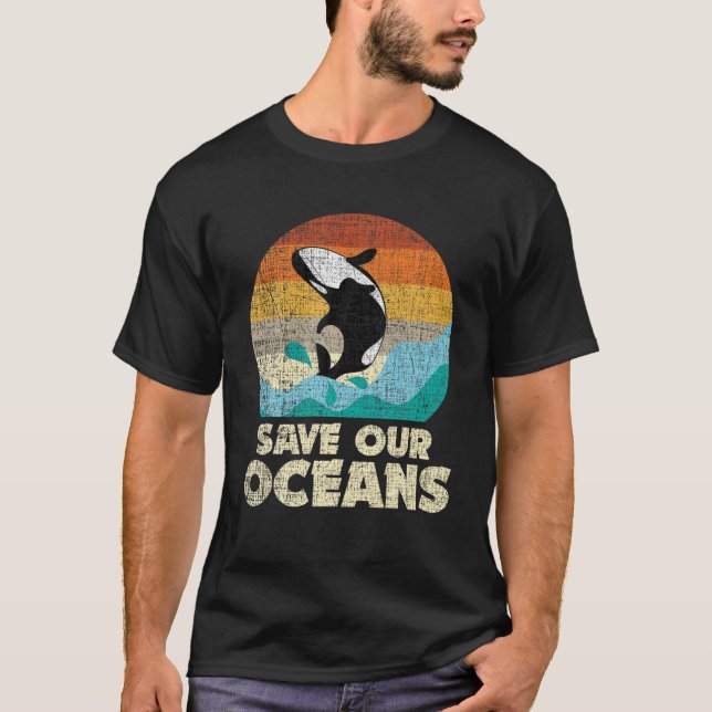 T-shirt Sauvez nos océans Orca Whale - Jour des terres (Devant)