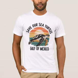 T-shirt Sauvez nos tortues marines Retro Sunset Golfe du M