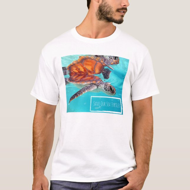 T-shirt Sauvez notre pièce en t de tortues de mer (Devant)