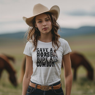 T-shirt Sauvez une balade à cheval sur un cowboy