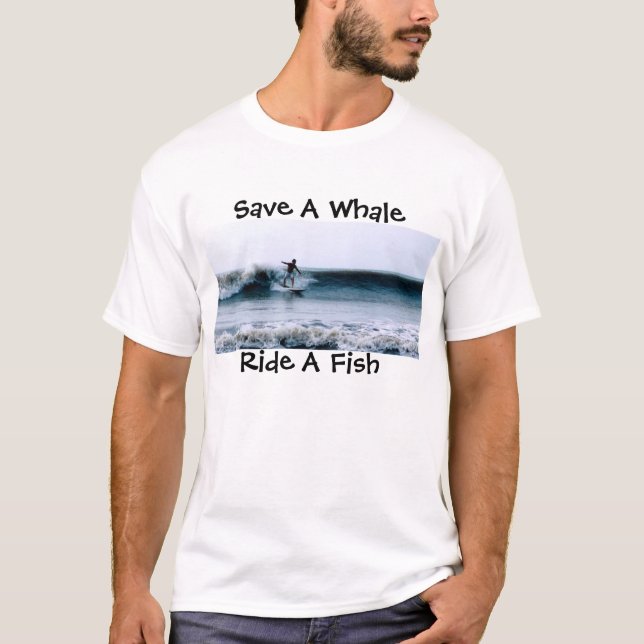 T-shirt Sauvez une baleine, montez un poisson (Devant)