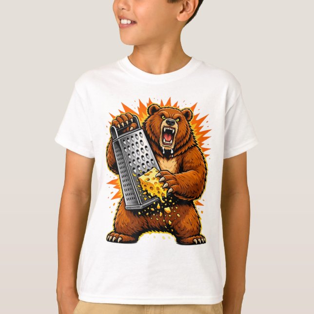 T-shirt Savage Bear Grating Cheese | Funny Aggressive Anim (Devant)