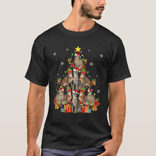 T-shirt Savannah Chat Arbre de Noël Funny Savannah Lover X (Devant)