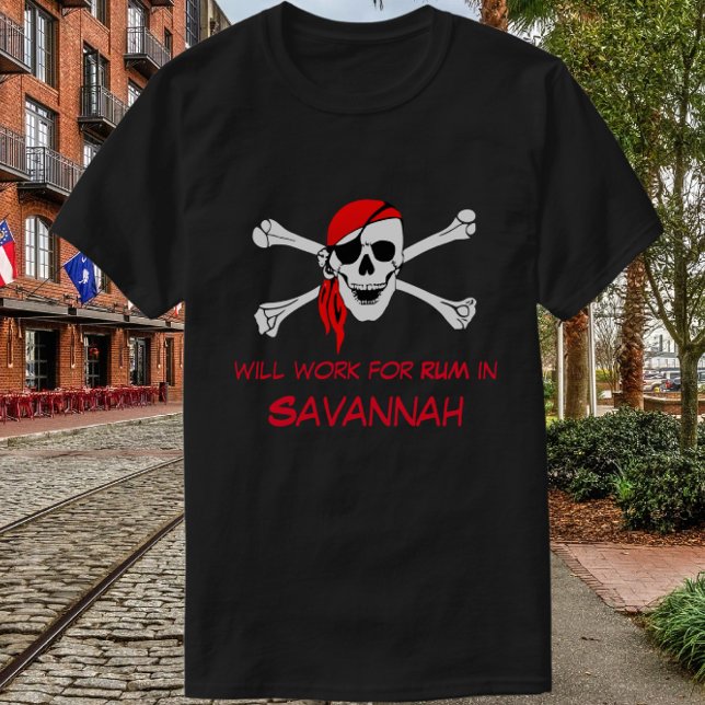 T-shirt Savannah GA Pirate Skull Crossbones travailler pou (Créateur téléchargé)