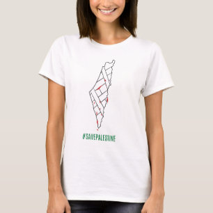 T-shirt Save Palestine saigned map - Liberté pour Palestin