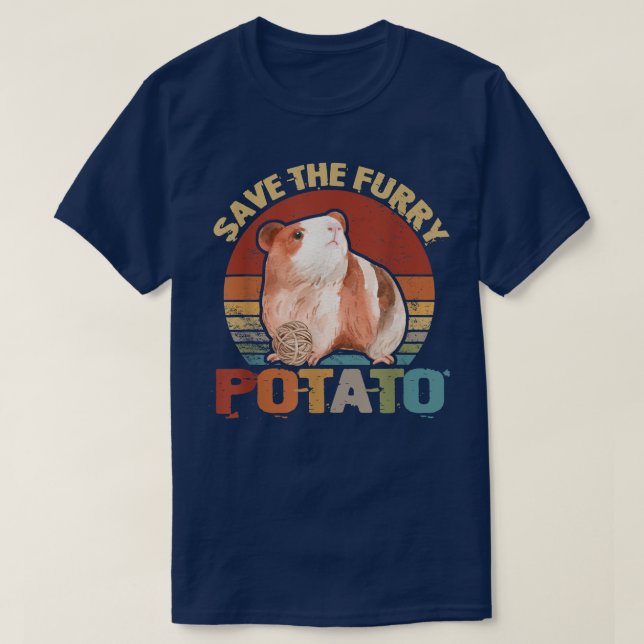T-shirt Save The Furry Potato Guinea Pig Hamster Pet Funny (Design devant)