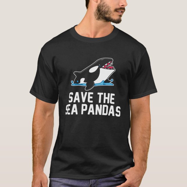 T-shirt Save The Sea Pandas Orca Mammal Whale Sea (Devant)