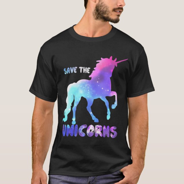 T-shirt Save the Unicorns girl funny (Devant)