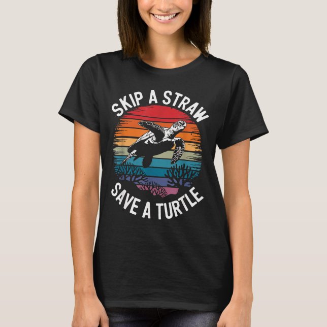 T-shirt Save Turtles Sea Ocean Turtle Shirt  (Devant)