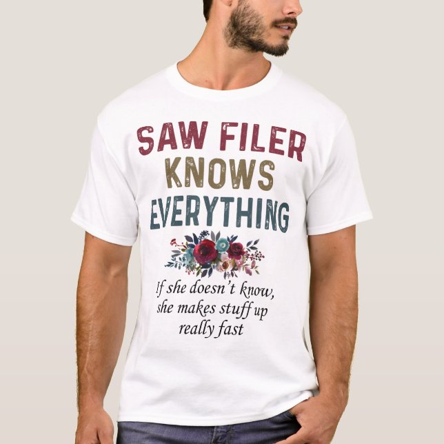 T-shirt Saw Filer Tout Sait (Devant)