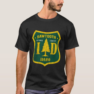 T-shirt Sawtooth National Forest Idaho Shield Retro Vintag