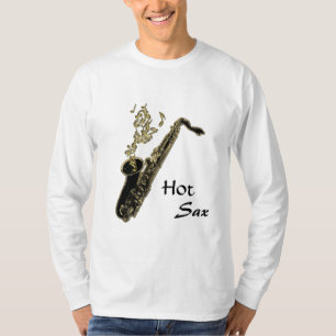 T-shirt Saxo chaud ! Notes musicales et saxophone d'or