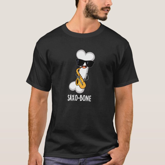 T-shirt Saxo os Funny Bone Funny Musique Pun Dark BG (Devant)
