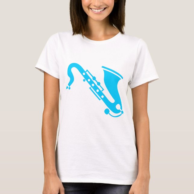 T-shirt Saxophone - Ciel bleu (Devant)