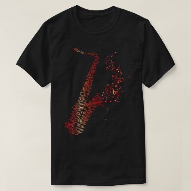 T-shirt Saxophone créatif Art Mix rouge (Design devant)