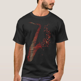 T-shirt Saxophone créatif Art Mix rouge