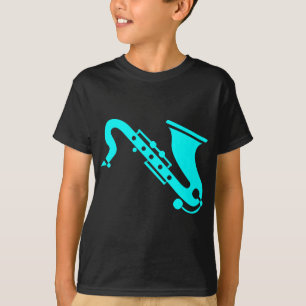 T-shirt Saxophone - Cyan
