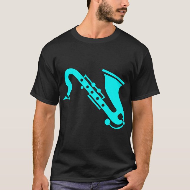 T-shirt Saxophone - Cyan (Devant)